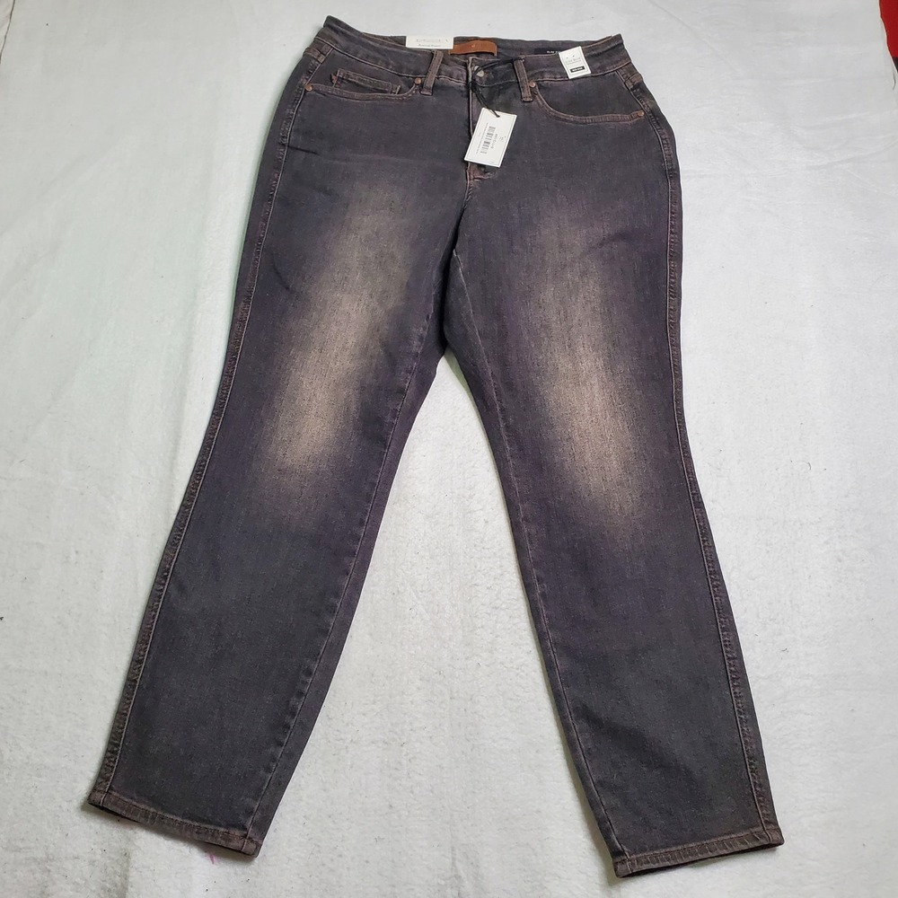 Judy Blue Womens Slim Fit Jeans Black Tummy Control Mid Rise 14W